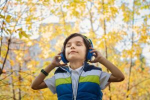 child with headphone