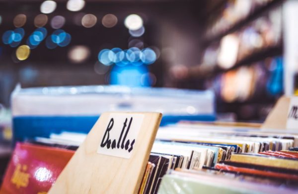 Beatles section in records store