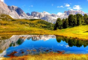 Lake and mountains